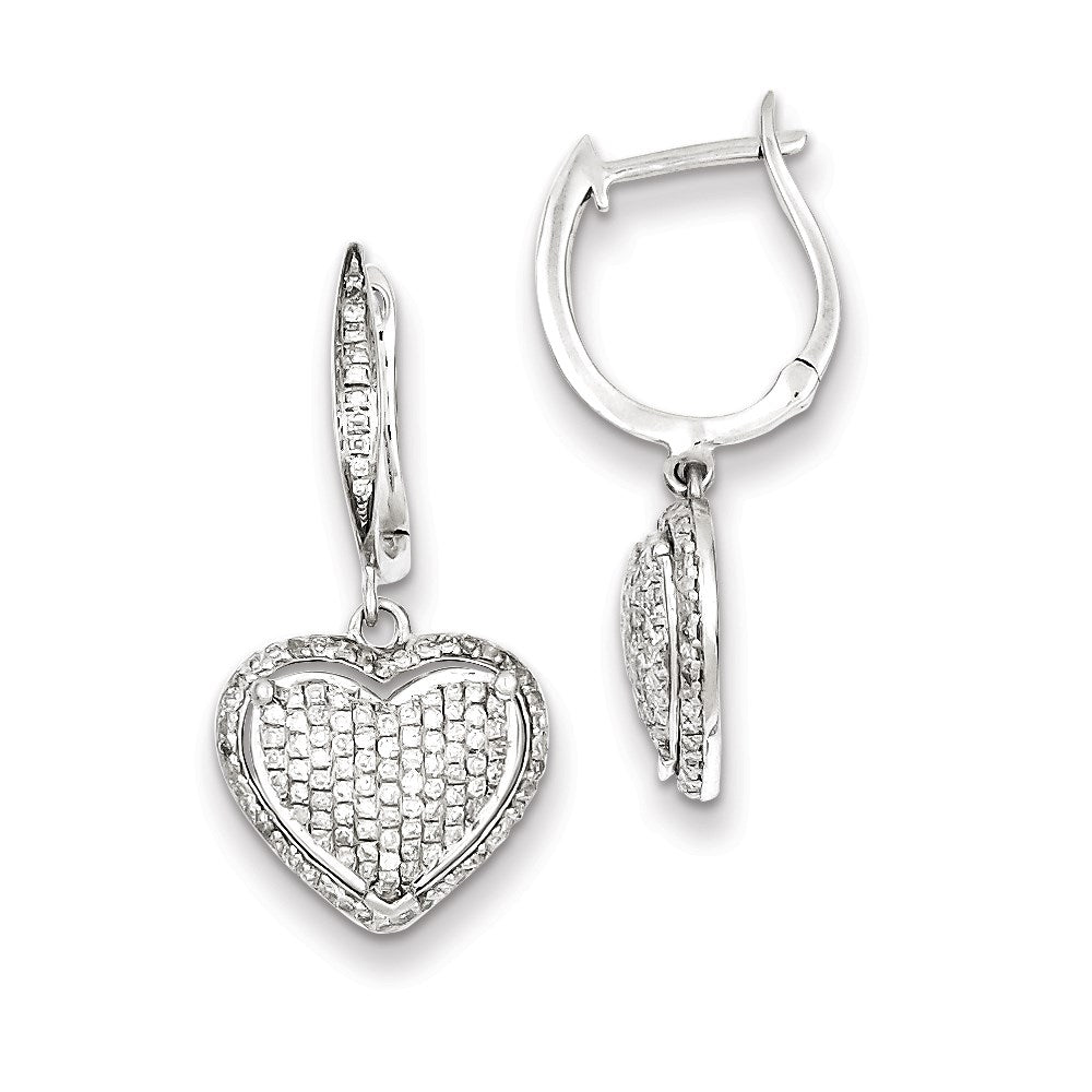 Sterling Silver Diamond Heart Earrings