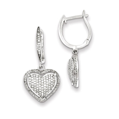 Sterling Silver Diamond Heart Earrings