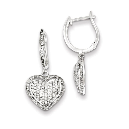 Sterling Silver Diamond Heart Earrings