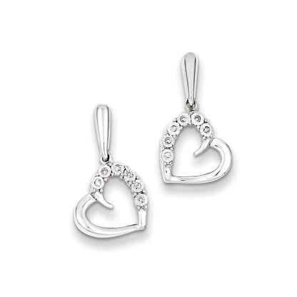Sterling Silver Diamond Heart Post Dangle Earrings