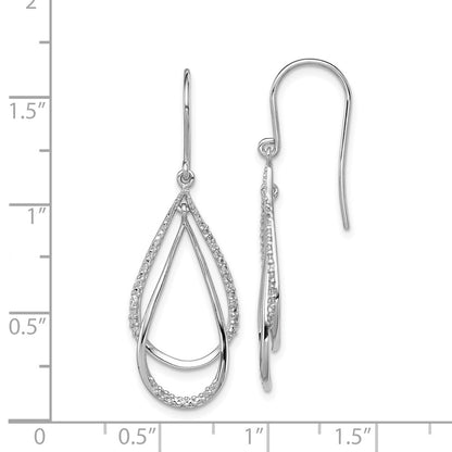 Sterling Silver Rhodium Plated Diamond Dangle Earrings