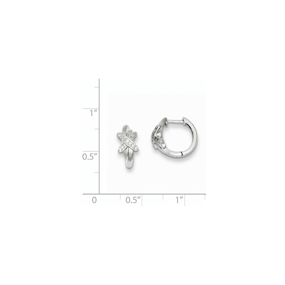 Sterling Silver 0.1ct Diamond X Hinged Hoop Earrings