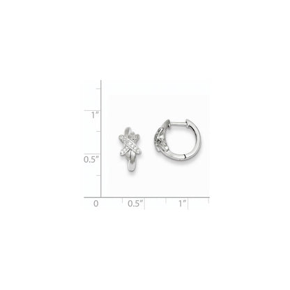 Sterling Silver 0.1ct Diamond X Hinged Hoop Earrings