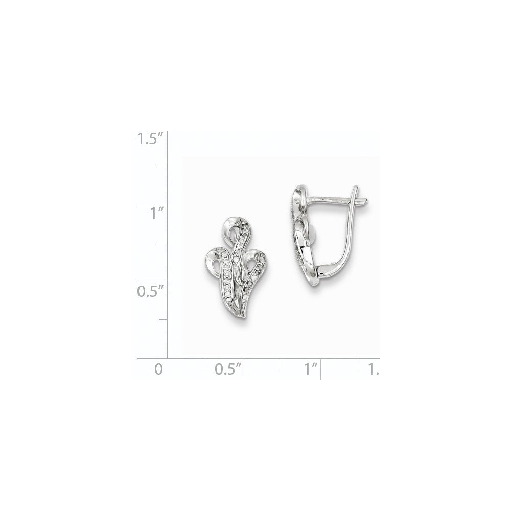 Sterling Silver 0.2ct Diamond Swirl Hinged Earrings