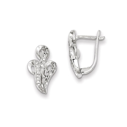 Sterling Silver 0.2ct Diamond Swirl Hinged Earrings