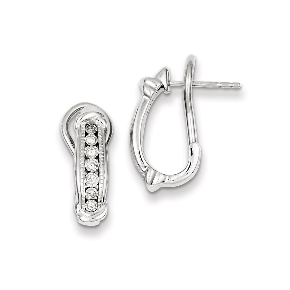 Sterling Silver Diamond Omega Back Earrings