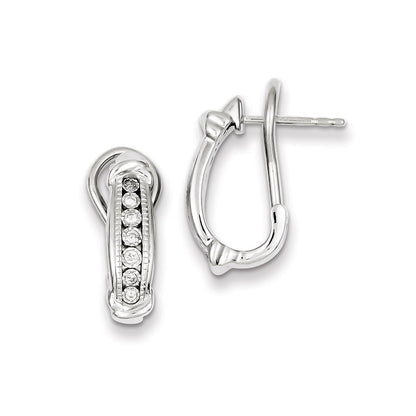 Sterling Silver Diamond Omega Back Earrings