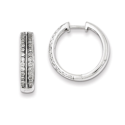 Sterling Silver Diamond Hinged Hooped Earrings