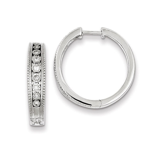 Sterling Silver Diamond Hinged Hooped Earrings