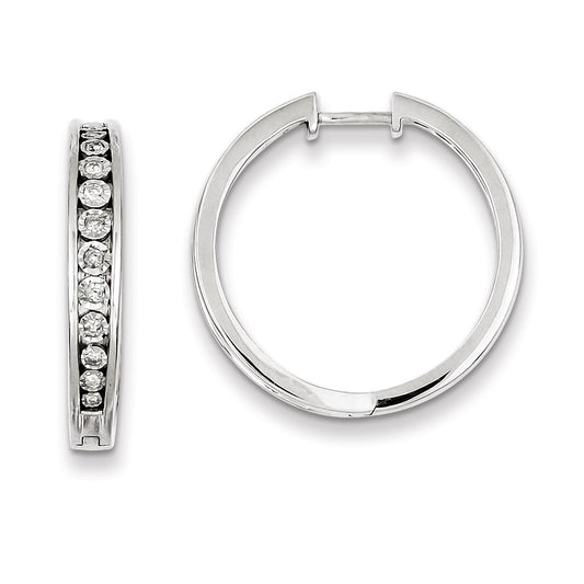 Sterling Silver Diamond Hinged Hooped Earrings