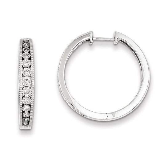 Sterling Silver Diamond Hinged Hooped Earrings