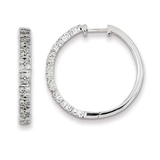 Sterling Silver Diamond Hinged Hooped Earrings