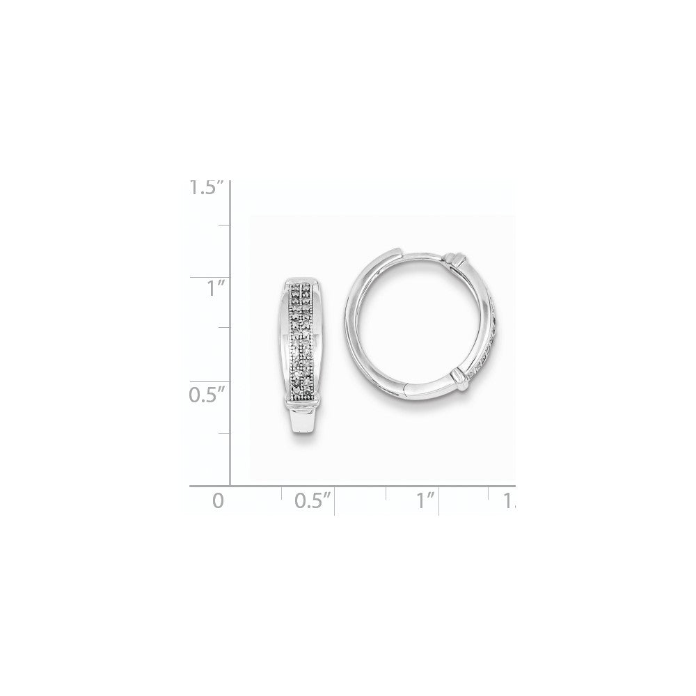 Sterling Silver Diamond 1/4ct Hinged Hoop Earrings