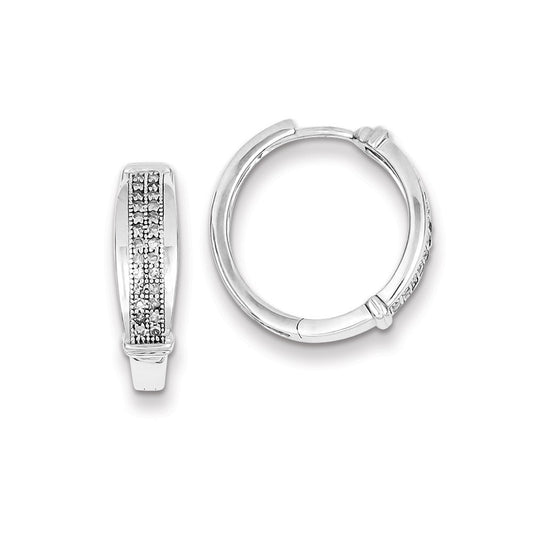 Sterling Silver Diamond 1/4ct Hinged Hoop Earrings
