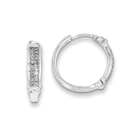 Sterling Silver Diamond 1/5 Cts Hinged Hoop Earrings