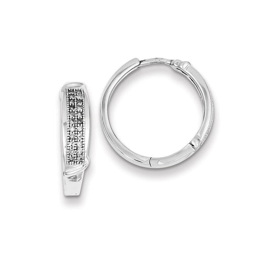 Sterling Silver Diamond 1/5 Cts Hinged Hoop Earrings