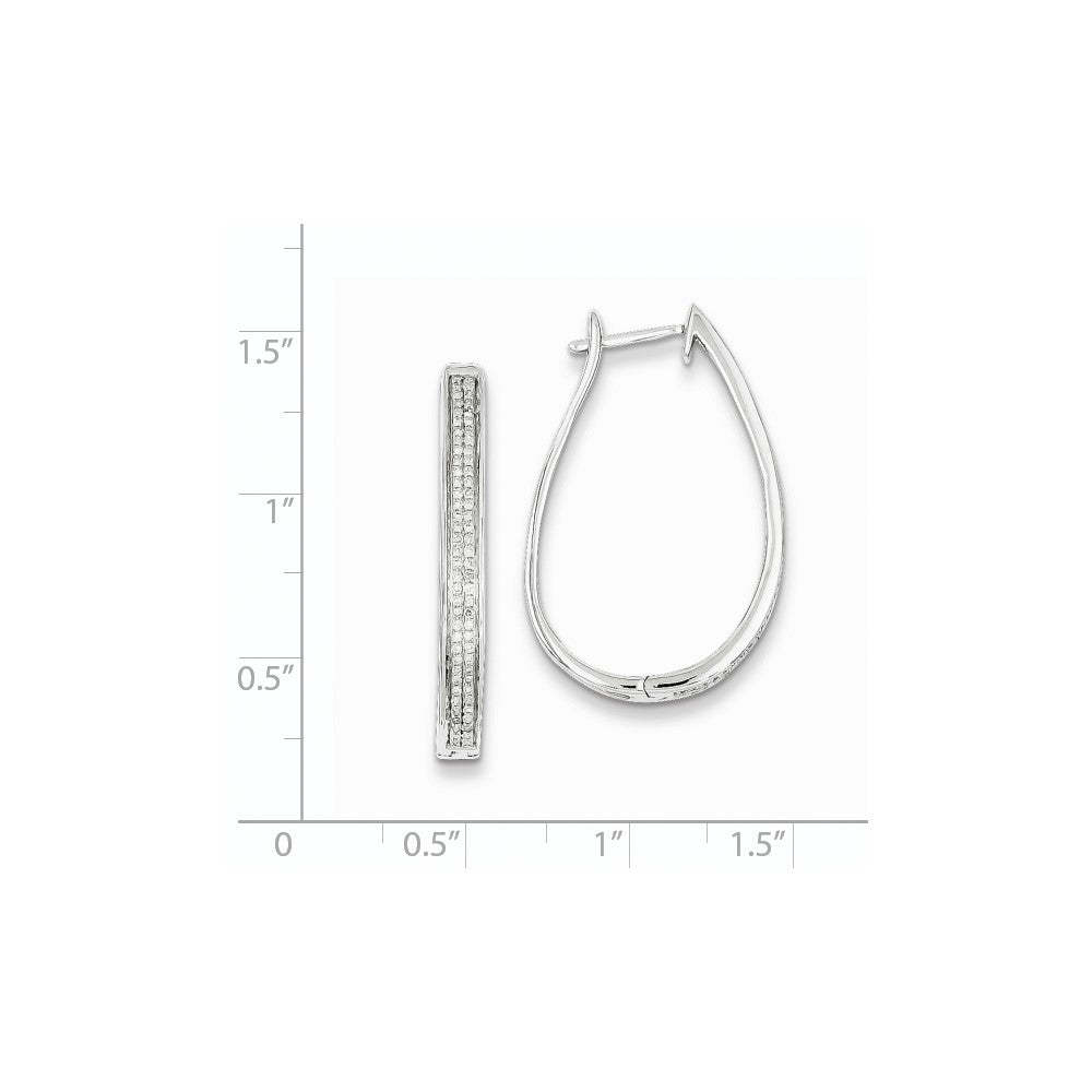 Sterling Silver Diamond Hinged Hoop Earrings