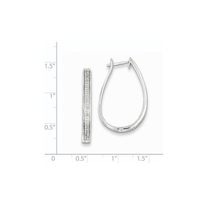 Sterling Silver Diamond Hinged Hoop Earrings