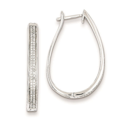 Sterling Silver Diamond Hinged Hoop Earrings
