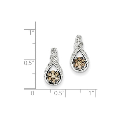 Sterling Silver Champagne Diamond Teardrop Post Earrings