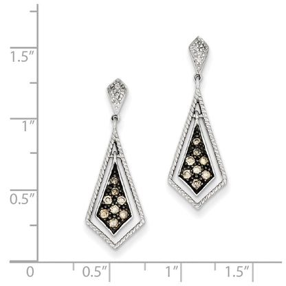Sterling Silver Champagne Diamond Geometric Post Earrings