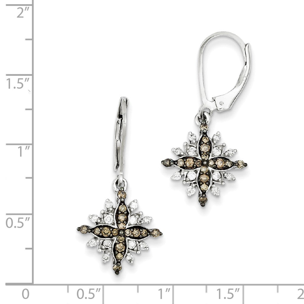 Sterling Silver White u0026 Champagne Diamond Leverback Earrings