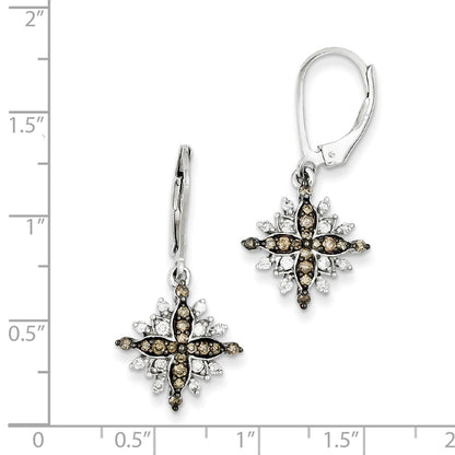 Sterling Silver White u0026 Champagne Diamond Leverback Earrings