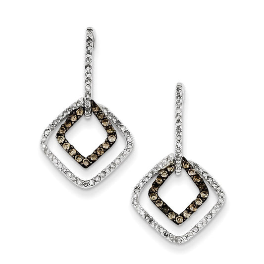 Sterling Silver Champagne Diamond u0026 Diamond Post Earrings