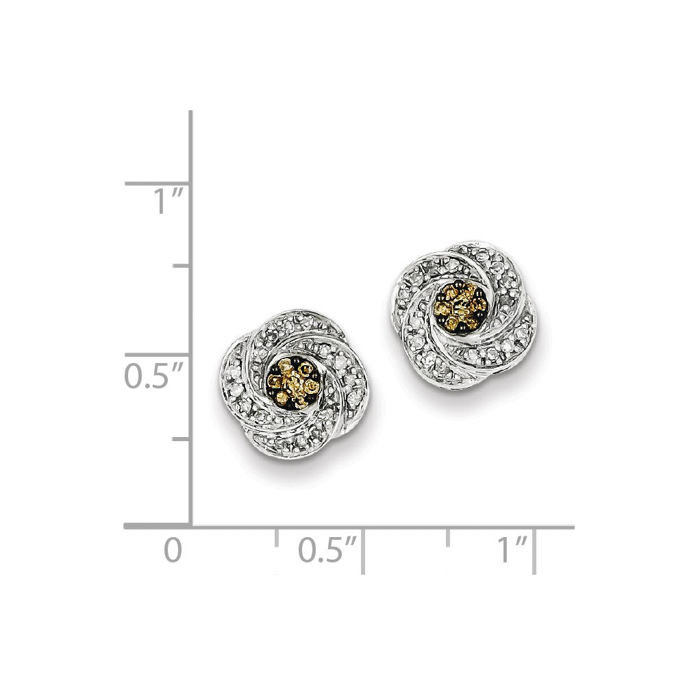 Sterling Silver White u0026 Champagne Post Earrings