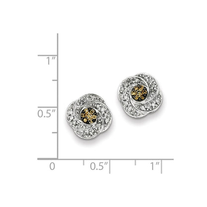 Sterling Silver White u0026 Champagne Post Earrings