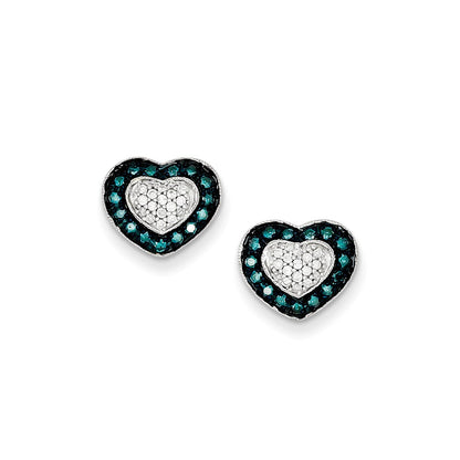 Sterling Silver Blue and White Diamond Earrings