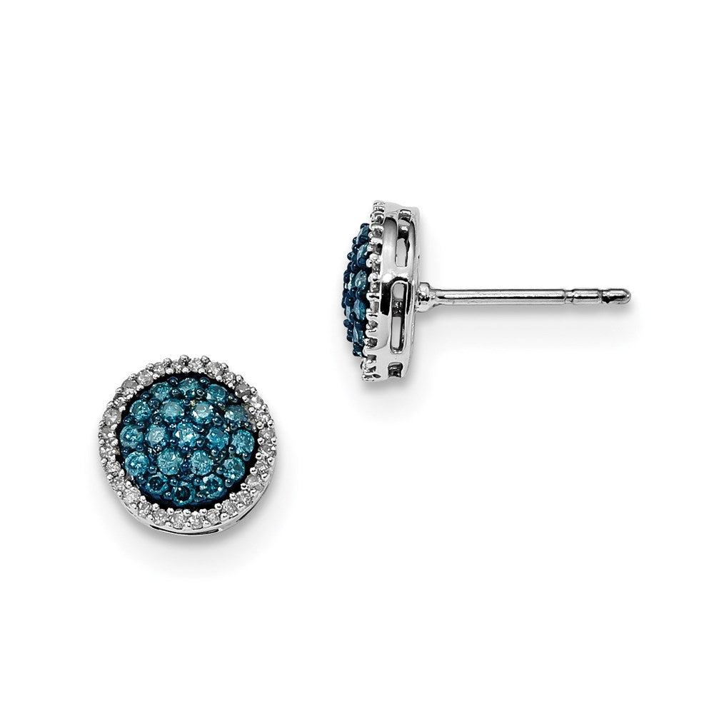 Sterling Silver Blue and White Diamond Earrings