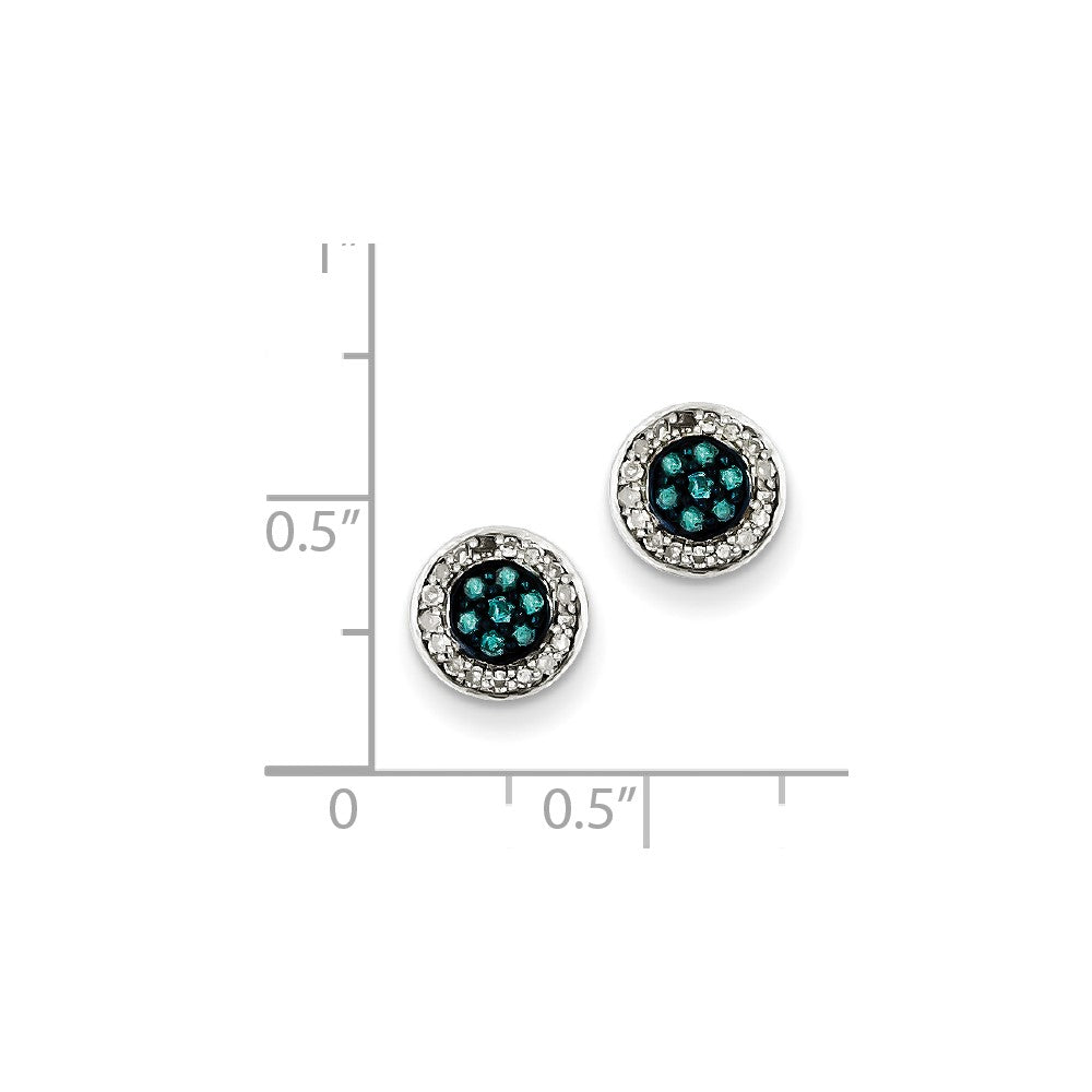 Sterling Silver White u0026 Blue Diamond Stud Earrings