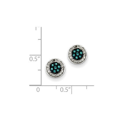 Sterling Silver White u0026 Blue Diamond Stud Earrings