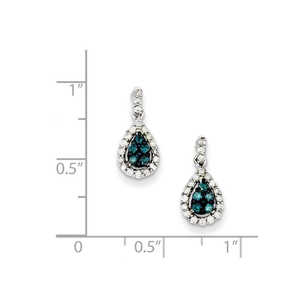 Sterling Silver Blue and White Diamond Earrings