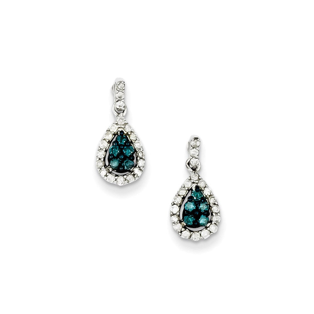 Sterling Silver Blue and White Diamond Earrings