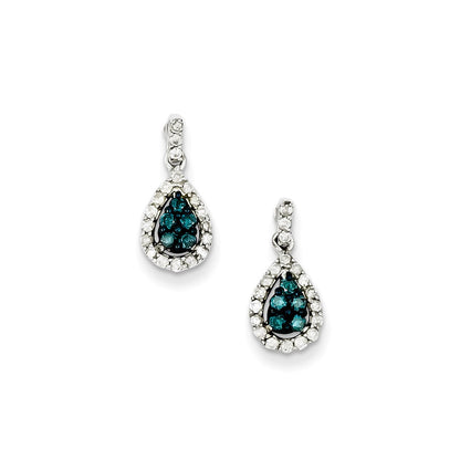 Sterling Silver Blue and White Diamond Earrings
