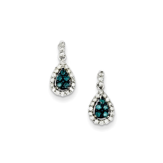 Sterling Silver Blue and White Diamond Earrings