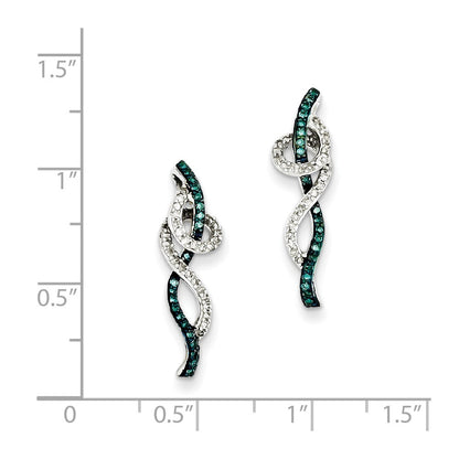 Sterling Silver Blue u0026 White Diamond Post Earrings