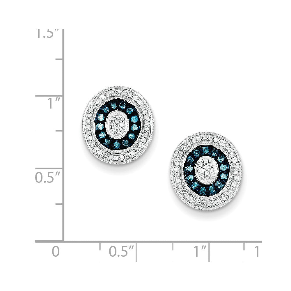 Sterling Silver Blue and White Diamond Earrings