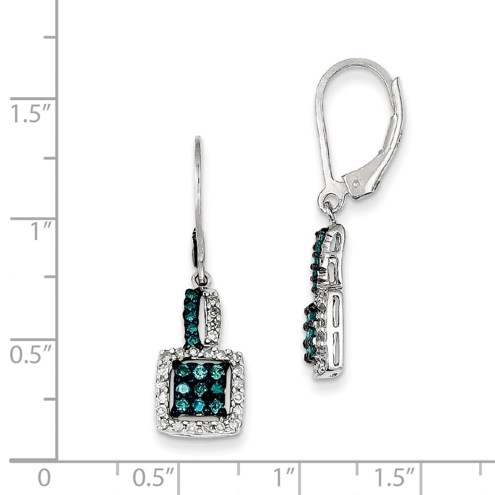 Sterling Silver White u0026 Blue Diamond Leverback Earrings
