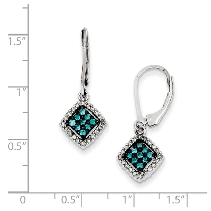 Sterling Silver White u0026 Blue Diamond Leverback Earrings