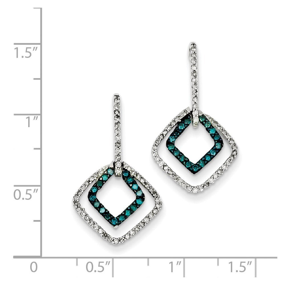 Sterling Silver Blue u0026 White Diamond Post Earrings