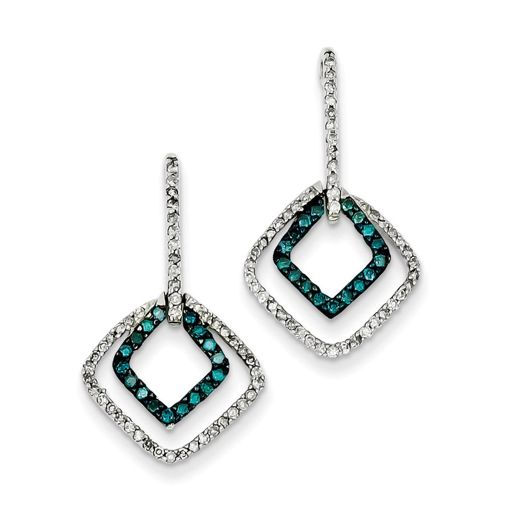 Sterling Silver Blue u0026 White Diamond Post Earrings