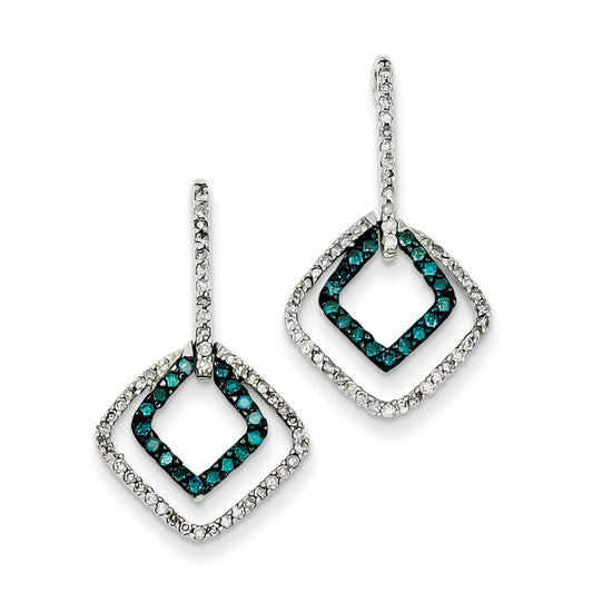 Sterling Silver Blue u0026 White Diamond Post Earrings