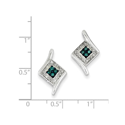 Sterling Silver White u0026 Blue Cluster Diamond Post Earrings
