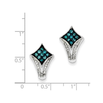 Sterling Silver J Hoop White u0026 Blue Post Earrings