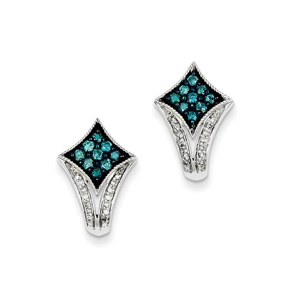 Sterling Silver J Hoop White u0026 Blue Post Earrings