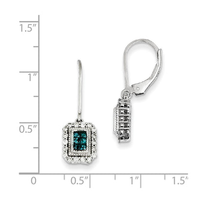 Sterling Silver White u0026 Blue Diamond Leverback Earrings