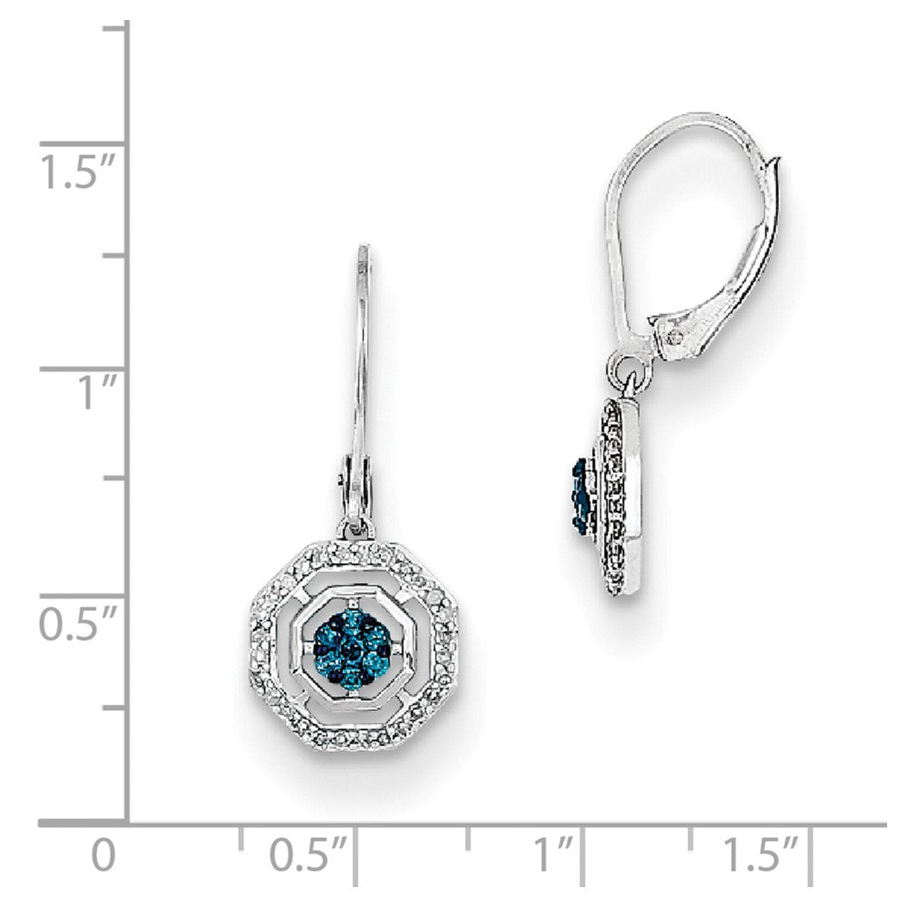 Sterling Silver White u0026 Blue Diamond Leverback Earrings